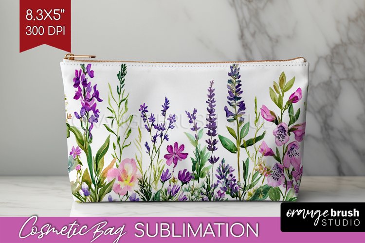 Wildflowers Cosmetic Bag - Watercolor Flowers Makeup Bag PNG