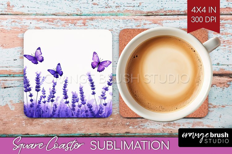 Wildflowers Square Coaster - Watercolor Flowers Coaster PNG