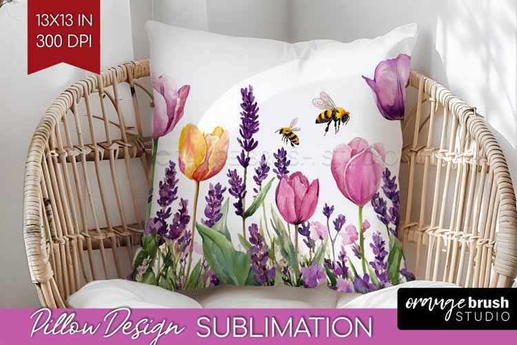 Wildflowers Pillow Sublimation - Watercolor Flowers Pillow example image 1