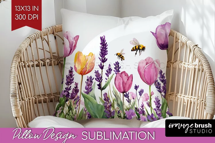 Wildflowers Pillow Sublimation - Watercolor Flowers Pillow