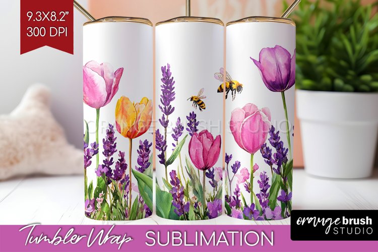 Wildflowers Tumbler Wrap - Watercolor Flowers Tumbler PNG