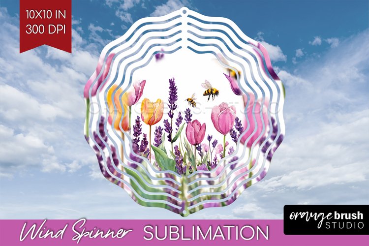 Wildflowers Wind Spinner Sublimation PNG - Watercolor Round example image 1