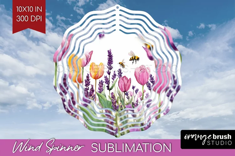 Wildflowers Wind Spinner Sublimation PNG - Watercolor Round