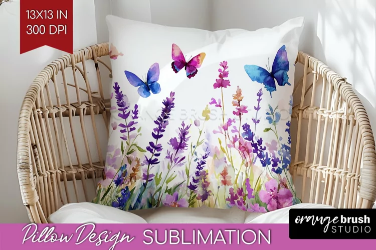 Wildflowers Pillow Sublimation - Watercolor Flowers Pillow