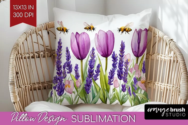 Wildflowers Pillow Sublimation - Watercolor Flowers Pillow