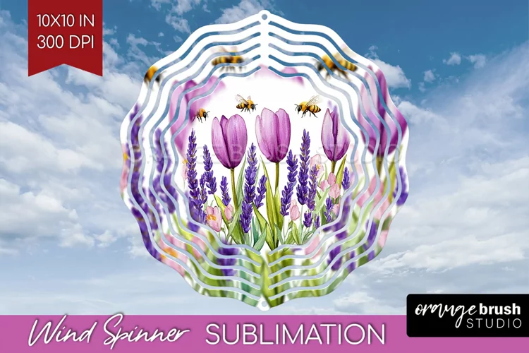 Wildflowers Wind Spinner Sublimation PNG - Watercolor Round