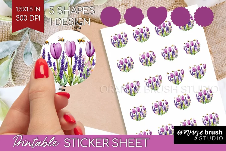 Wildflowers Round Sticker - Watercolor Flowers Printable