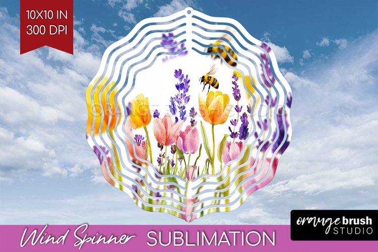 Wildflowers Wind Spinner Sublimation PNG - Watercolor Round example image 1