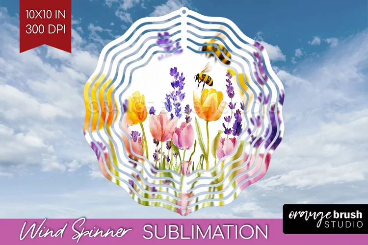 Wildflowers Wind Spinner Sublimation PNG - Watercolor Round