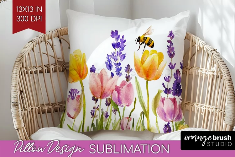 Wildflowers Pillow Sublimation - Watercolor Flowers Pillow