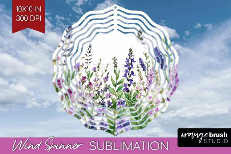 Wildflowers Wind Spinner Sublimation PNG - Watercolor Round