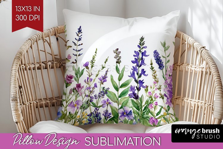 Wildflowers Pillow Sublimation - Watercolor Flowers Pillow example image 1
