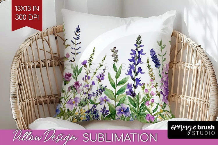 Wildflowers Pillow Sublimation - Watercolor Flowers Pillow