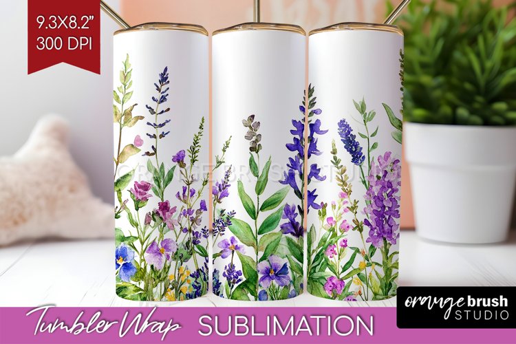 Wildflowers Tumbler Wrap - Watercolor Flowers Tumbler PNG