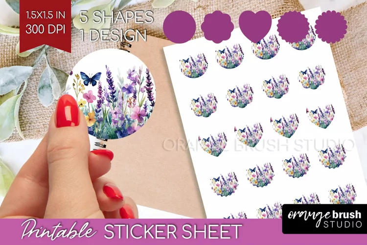 Wildflowers Round Sticker - Watercolor Flowers Printable