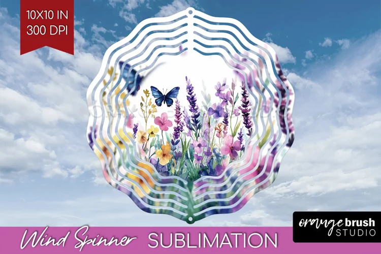 Wildflowers Wind Spinner Sublimation PNG - Watercolor Round