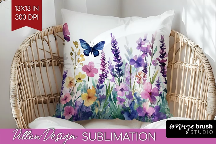 Wildflowers Pillow Sublimation - Watercolor Flowers Pillow