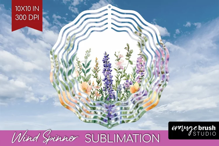 Wildflowers Wind Spinner Sublimation PNG - Watercolor Round