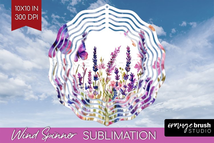 Wildflowers Wind Spinner Sublimation PNG - Watercolor Round example image 1