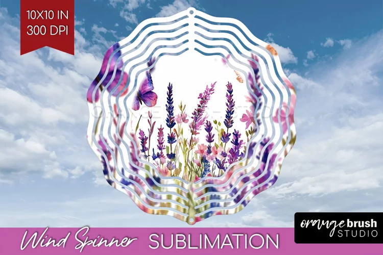 Wildflowers Wind Spinner Sublimation PNG - Watercolor Round