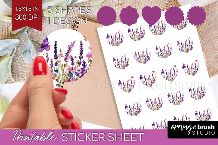 Wildflowers Round Sticker - Watercolor Flowers Printable example image 1