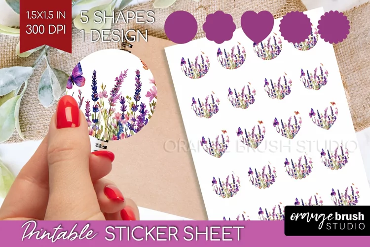 Wildflowers Round Sticker - Watercolor Flowers Printable