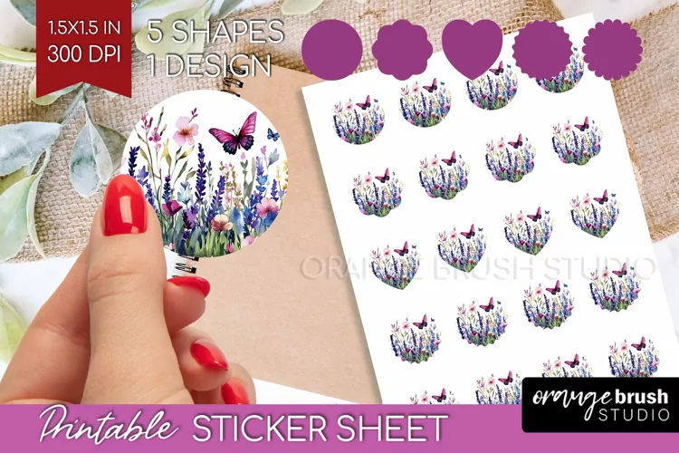 Wildflowers Round Sticker - Watercolor Flowers Printable
