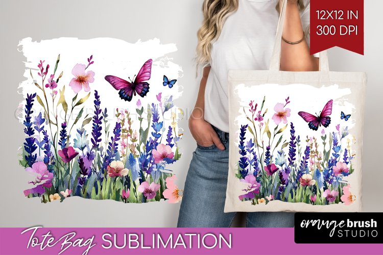 Wildflowers Tote Bag - Watercolor Flowers Tote Bag PNG