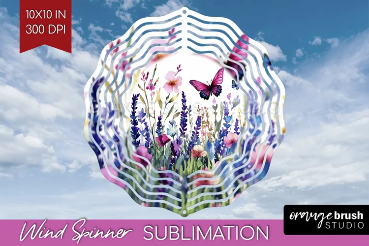 Wildflowers Wind Spinner Sublimation PNG - Watercolor Round