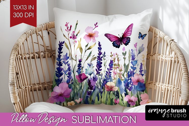 Wildflowers Pillow Sublimation - Watercolor Flowers Pillow example image 1