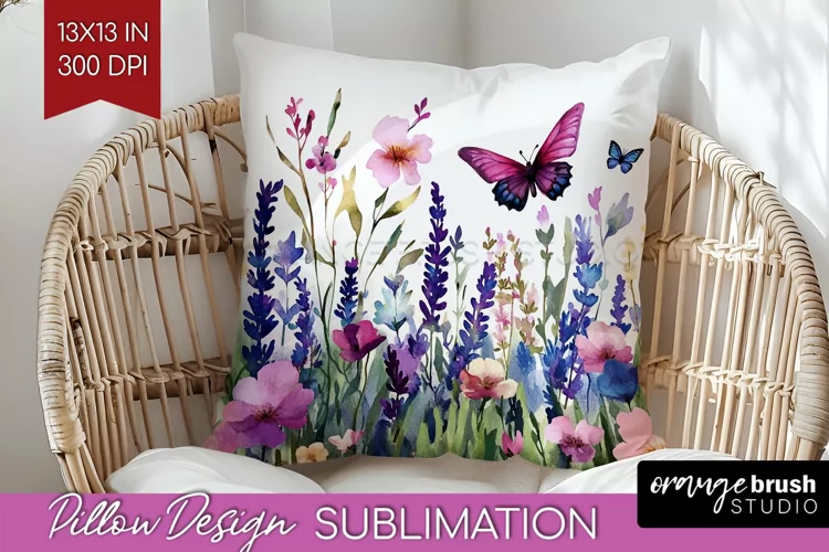Wildflowers Pillow Sublimation - Watercolor Flowers Pillow