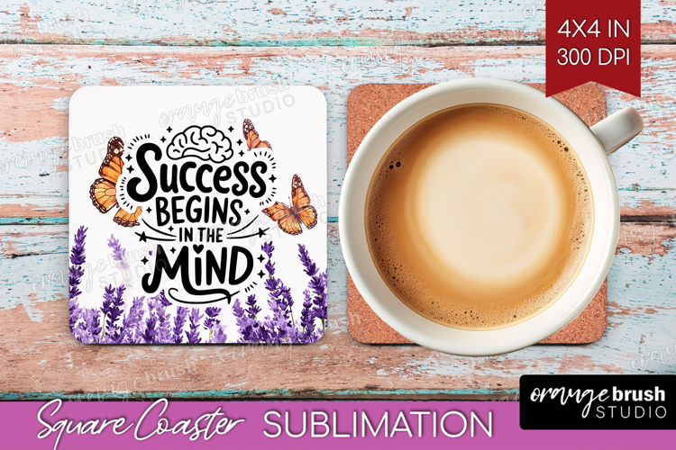 Inspirational Quote Square Coaster - Wildflowers Coaster PNG