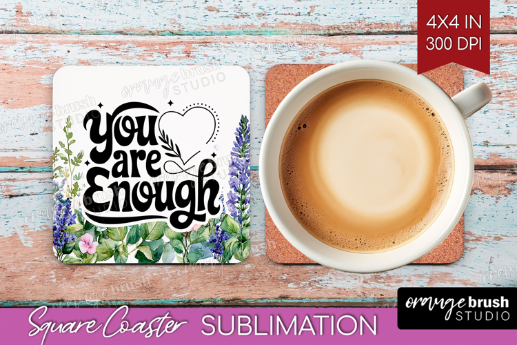 Inspirational Quote Square Coaster - Wildflowers Coaster PNG