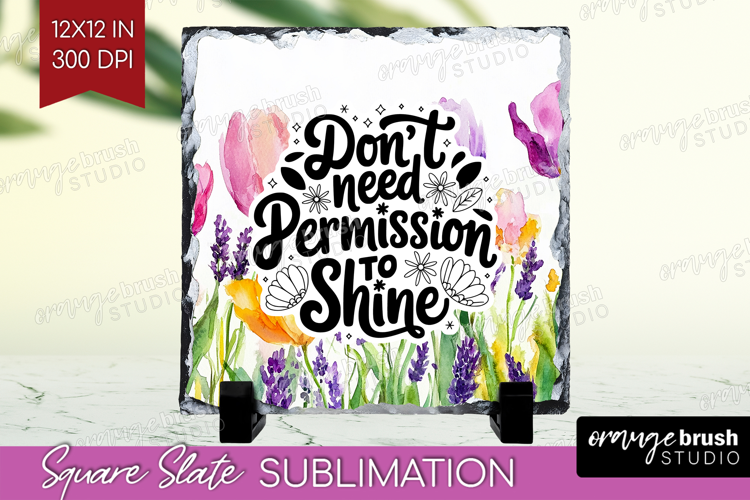Inspirational Quote Slate PNG - Wildflowers Square Slate
