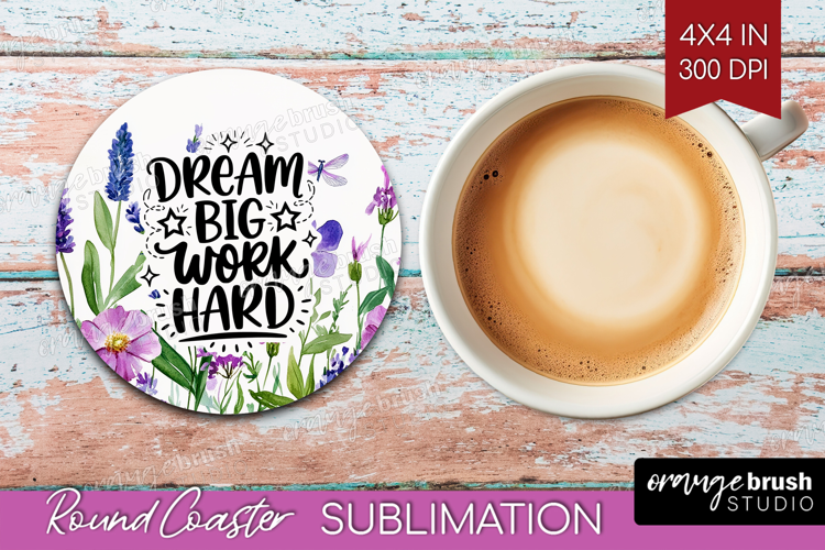 Inspirational Quote Round Coaster - Wildflowers Coaster PNG