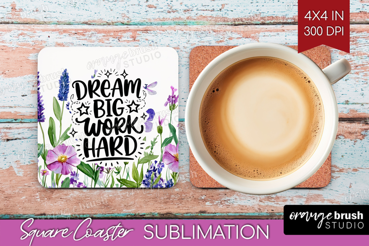Inspirational Quote Square Coaster - Wildflowers Coaster PNG