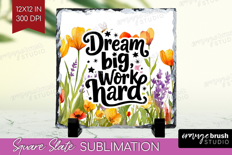 Inspirational Quote Slate PNG - Wildflowers Square Slate