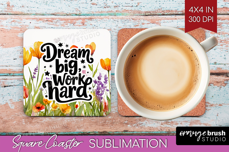 Inspirational Quote Square Coaster - Wildflowers Coaster PNG