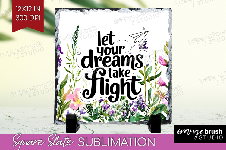 Inspirational Quote Slate PNG - Wildflowers Square Slate