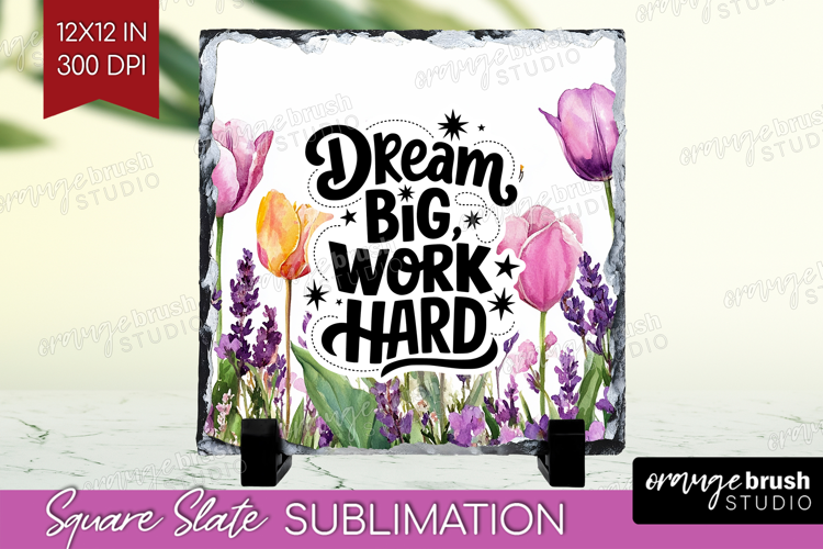 Inspirational Quote Slate PNG - Wildflowers Square Slate