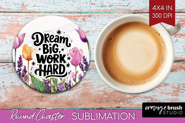 Inspirational Quote Round Coaster - Wildflowers Coaster PNG