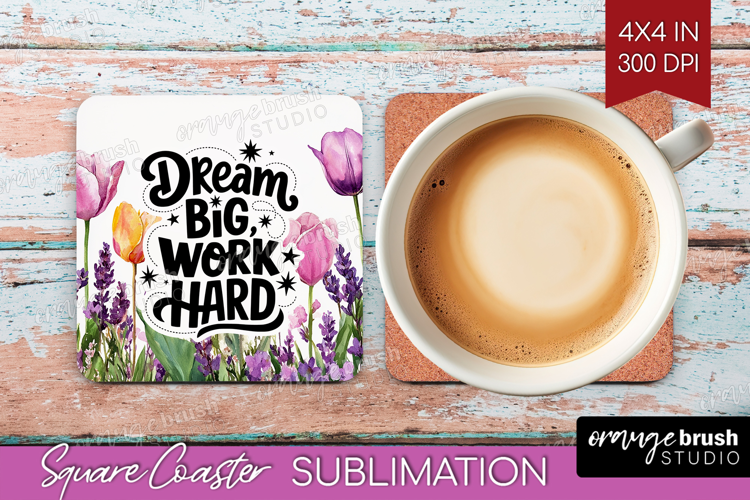 Inspirational Quote Square Coaster - Wildflowers Coaster PNG
