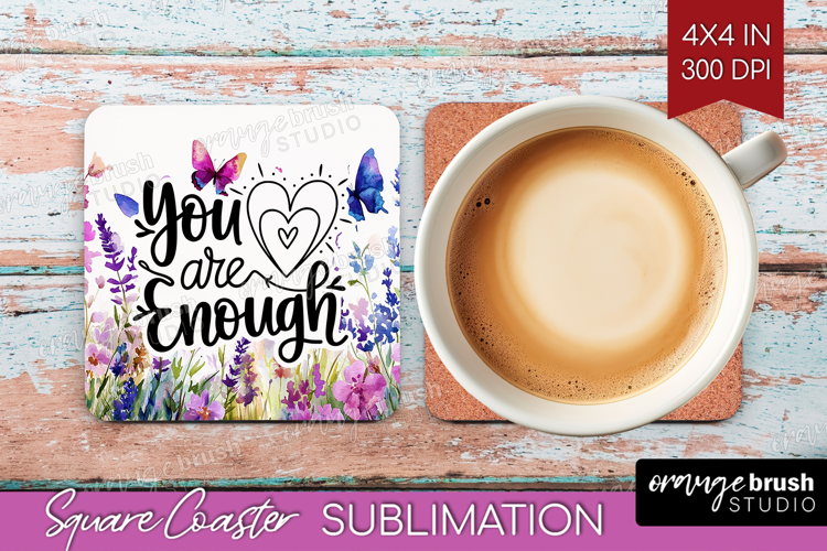 Inspirational Quote Square Coaster - Wildflowers Coaster PNG