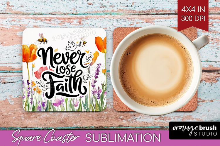 Inspirational Quote Square Coaster - Wildflowers Coaster PNG