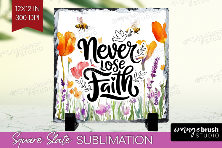 Inspirational Quote Slate PNG - Wildflowers Square Slate