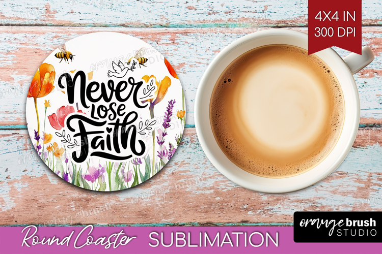 Inspirational Quote Round Coaster - Wildflowers Coaster PNG