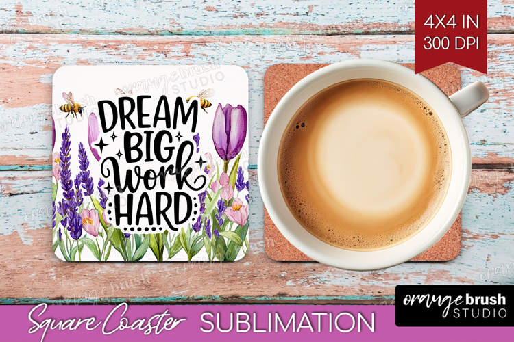 Inspirational Quote Square Coaster - Wildflowers Coaster PNG