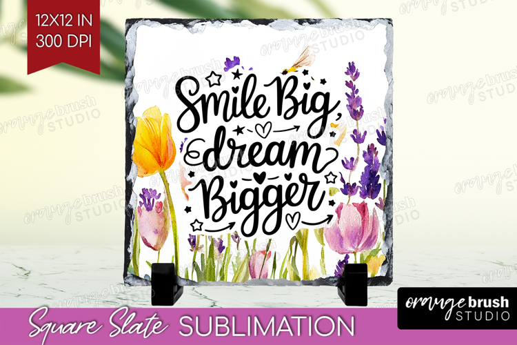 Inspirational Quote Slate PNG - Wildflowers Square Slate