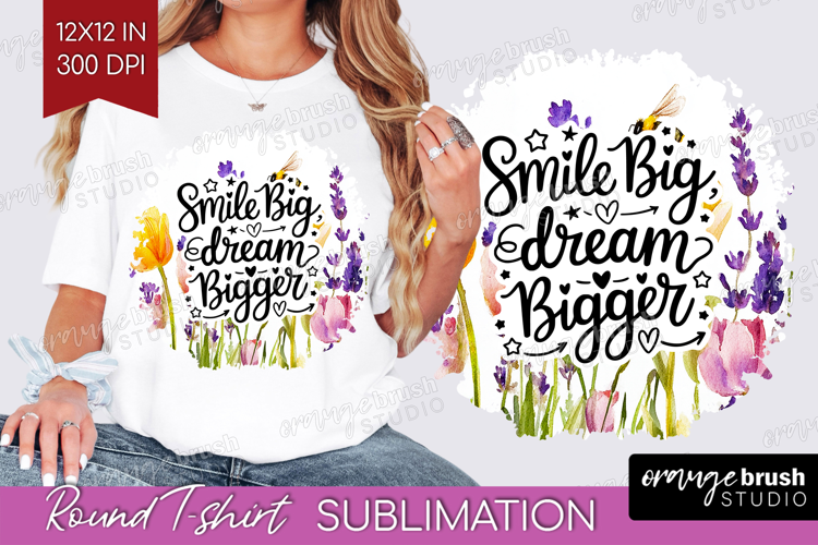 Inspirational Quote Round Tshirt Background - Wildflowers