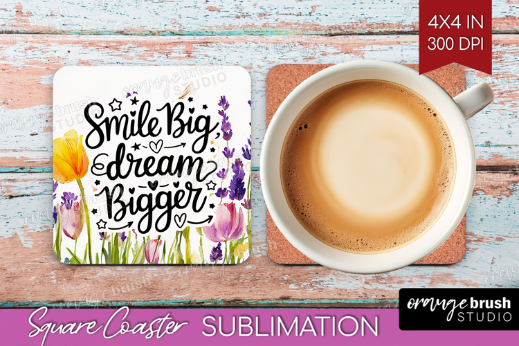 Inspirational Quote Square Coaster - Wildflowers Coaster PNG